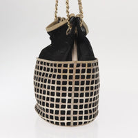 Chanel Chain Bucket Bag Mesh And Leather Black Leather Shoulder Bag Bag (Pre-Loved)