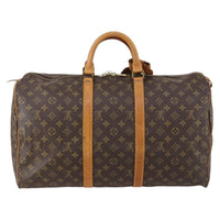 Louis Vuitton Keepall Bag Monogram Canvas Brown Canvas Travel Bag Bag (Authentic Pre-Loved)