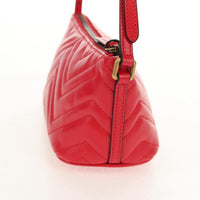 Gucci Gg Marmont Pochette Shoulder Bag Matelasse Leather Red Leather Clutche & Pouche Bag (Pre-Loved)