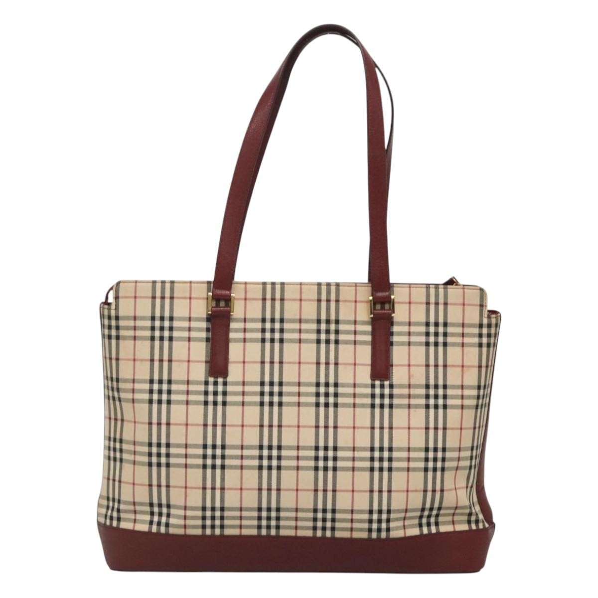 Burberry Nova Check Tote Canvas And Leather Beige Canvas Tote Bag Bag (Pre-Loved)