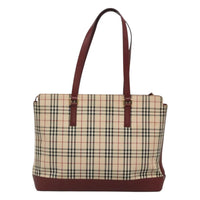 Burberry Nova Check Tote Canvas And Leather Beige Canvas Tote Bag Bag (Pre-Loved)
