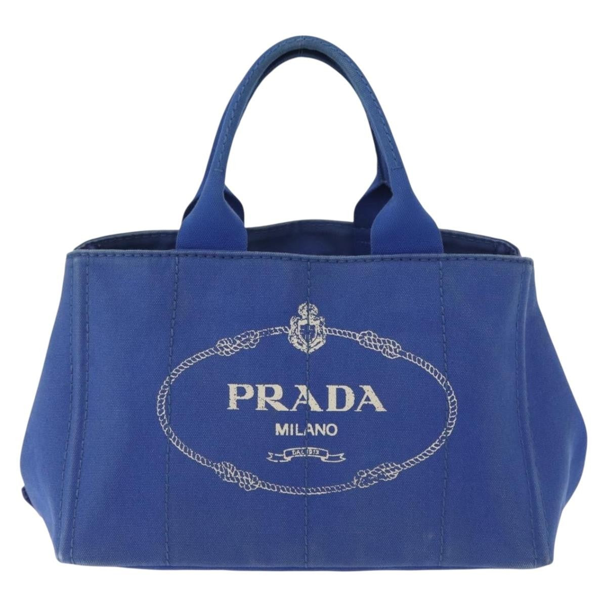 Prada Canapa Open Tote Canvas Blue Canvas Tote Bag Bag (Pre-Loved)