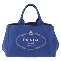 Prada Canapa Open Tote Canvas Blue Canvas Tote Bag Bag (Pre-Loved)