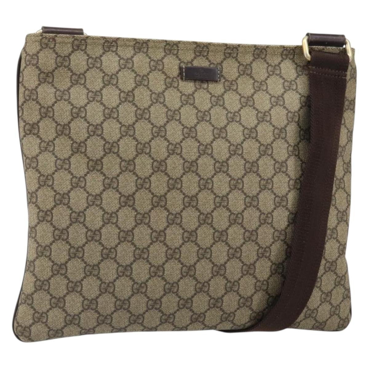 Gucci Zip Top Messenger Bag Gg Coated Canvas Beige Pvc Shoulder Bag Bag (Authentic Pre-Loved)