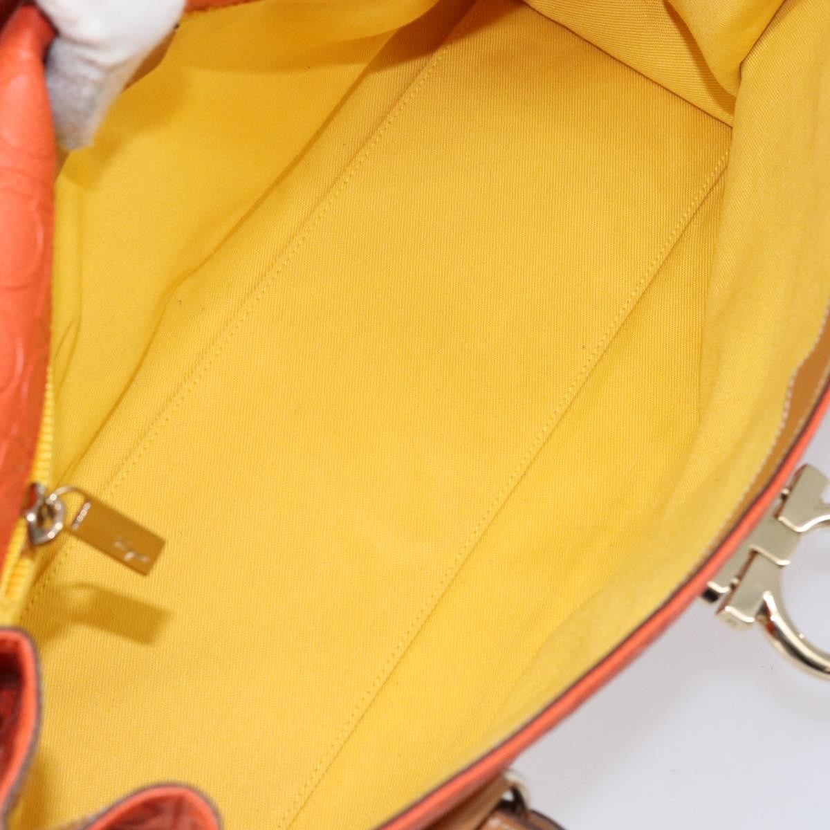 Salvatore Ferragamo Gancini Shoulder Bag Canvas Orange Pvc Shoulder Bag Bag (Authentic Pre-Loved)