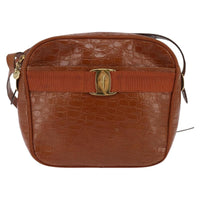 Salvatore Ferragamo Vala Shoulder Bag Leather Brown Leather Shoulder Bag Bag (Authentic Pre-Loved)