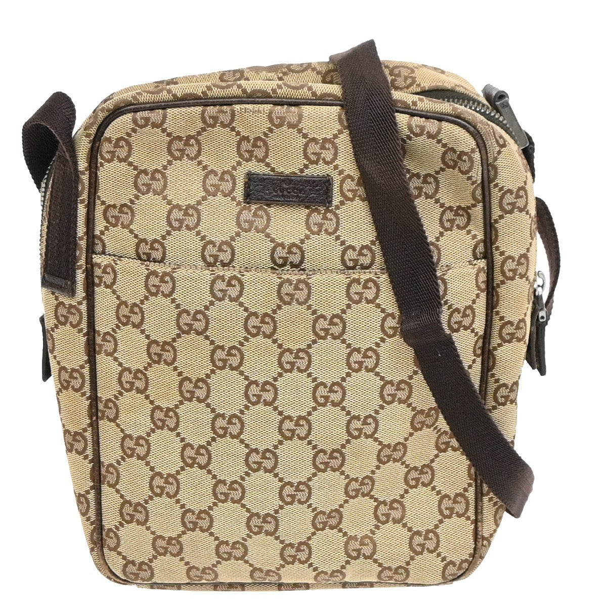 Gucci Vintage Front Pocket Flat Messenger Gg Canvas Beige Canvas Shoulder Bag Bag (Pre-Loved)