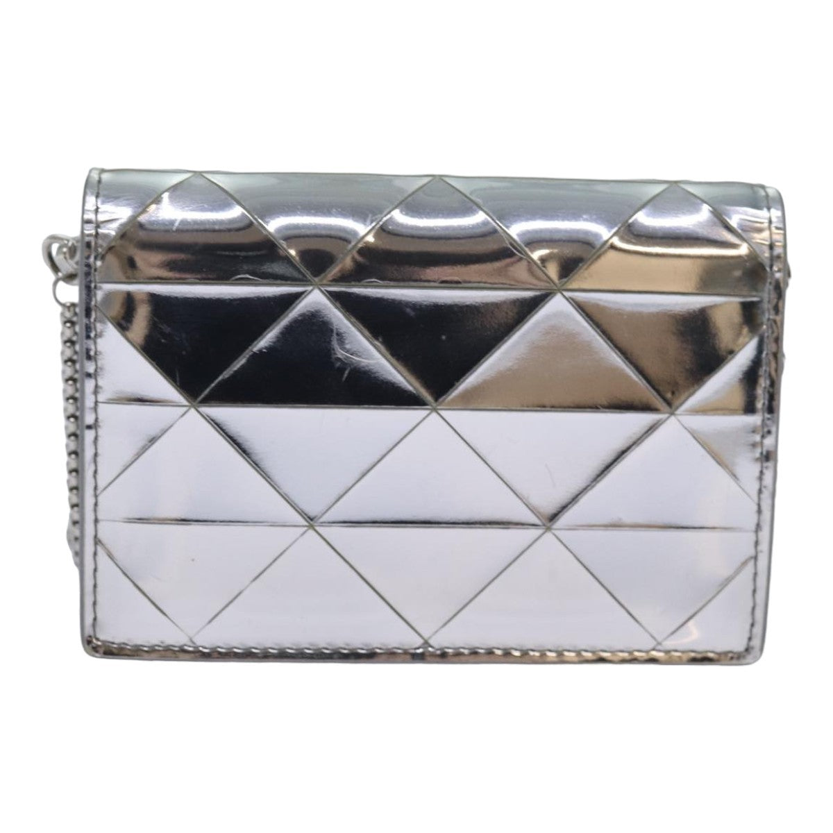 Prada Chain Wallet Embellished Leather Silver Leather Wallets Accessory (Authentic Pre-Loved)
