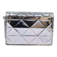 Prada Chain Wallet Embellished Leather Silver Leather Wallets Accessory (Authentic Pre-Loved)