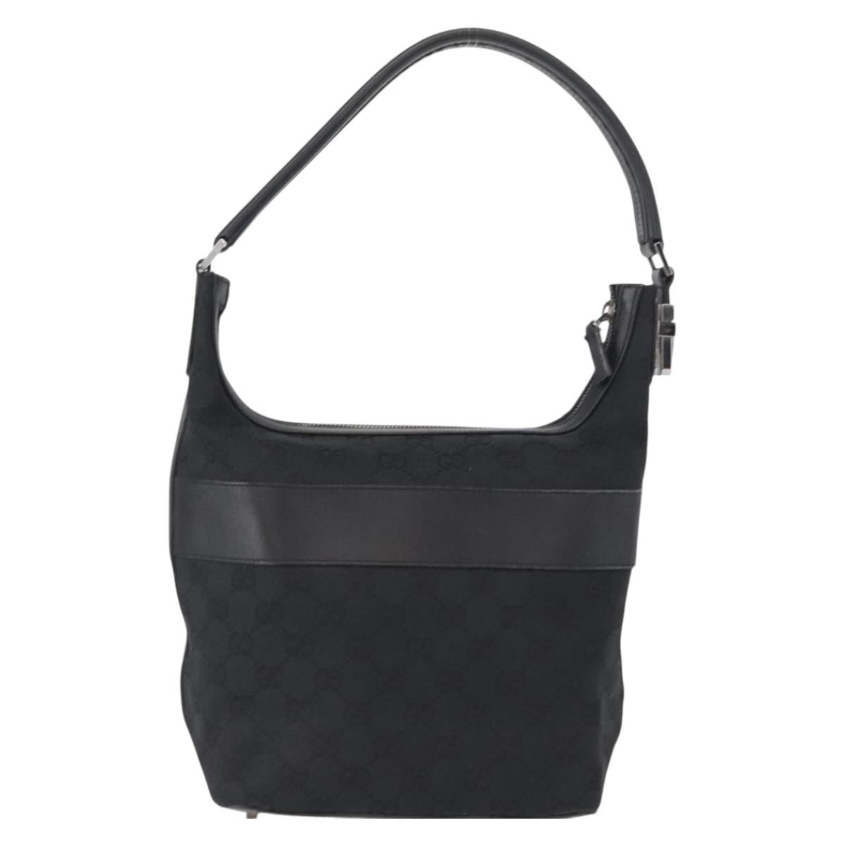 Gucci Vintage Shoulder Bag Gg Canvas And Leather Black Canvas Shoulder Bag Bag (Authentic Pre-Loved)