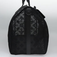 Louis Vuitton Keepall Bandouliere Bag Monogram See Through Mesh Black Nylon Travel Bag Bag (Pre-Loved)