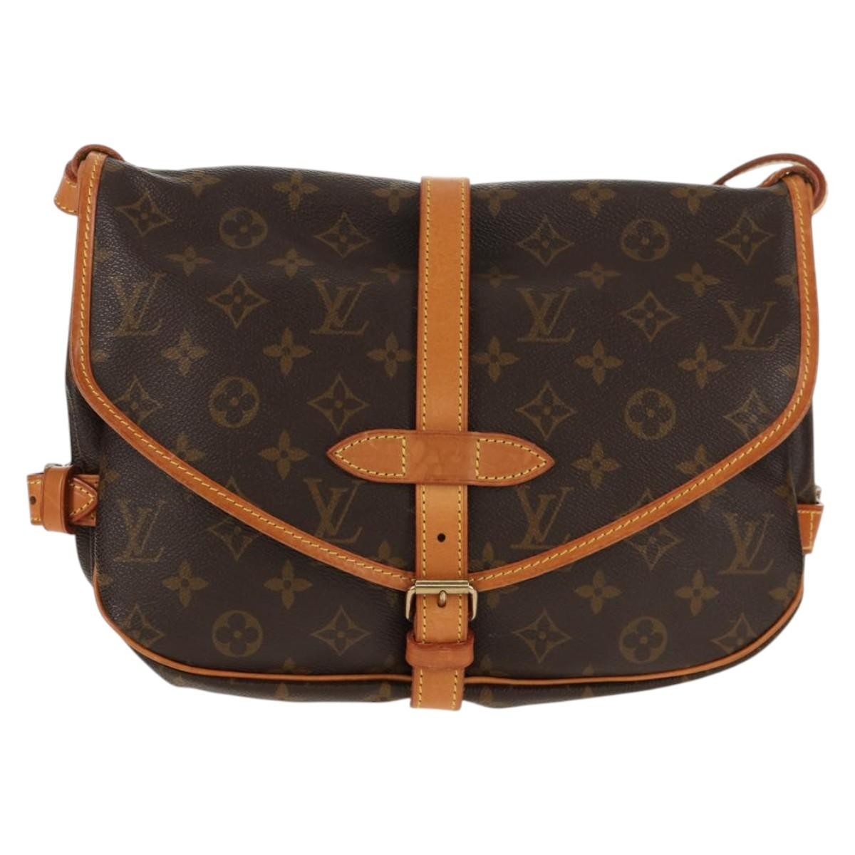 Louis Vuitton Saumur Handbag Monogram Canvas Brown Canvas Shoulder Bag Bag (Pre-Loved)