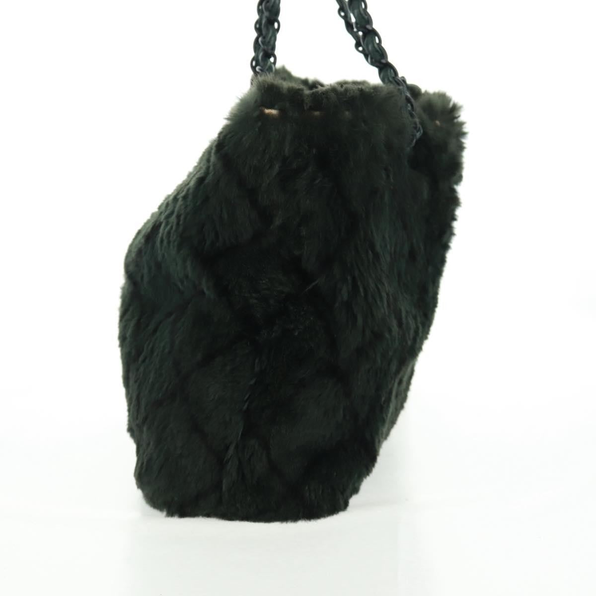 Chanel Chanel Chain Tote Lapin Fur Green Fur Tote Bag Bag (Pre-Loved)