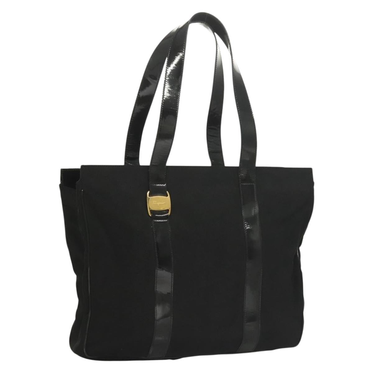 Salvatore Ferragamo Vala Tote Nylon Black Nylon Tote Bag Bag (Pre-Loved)