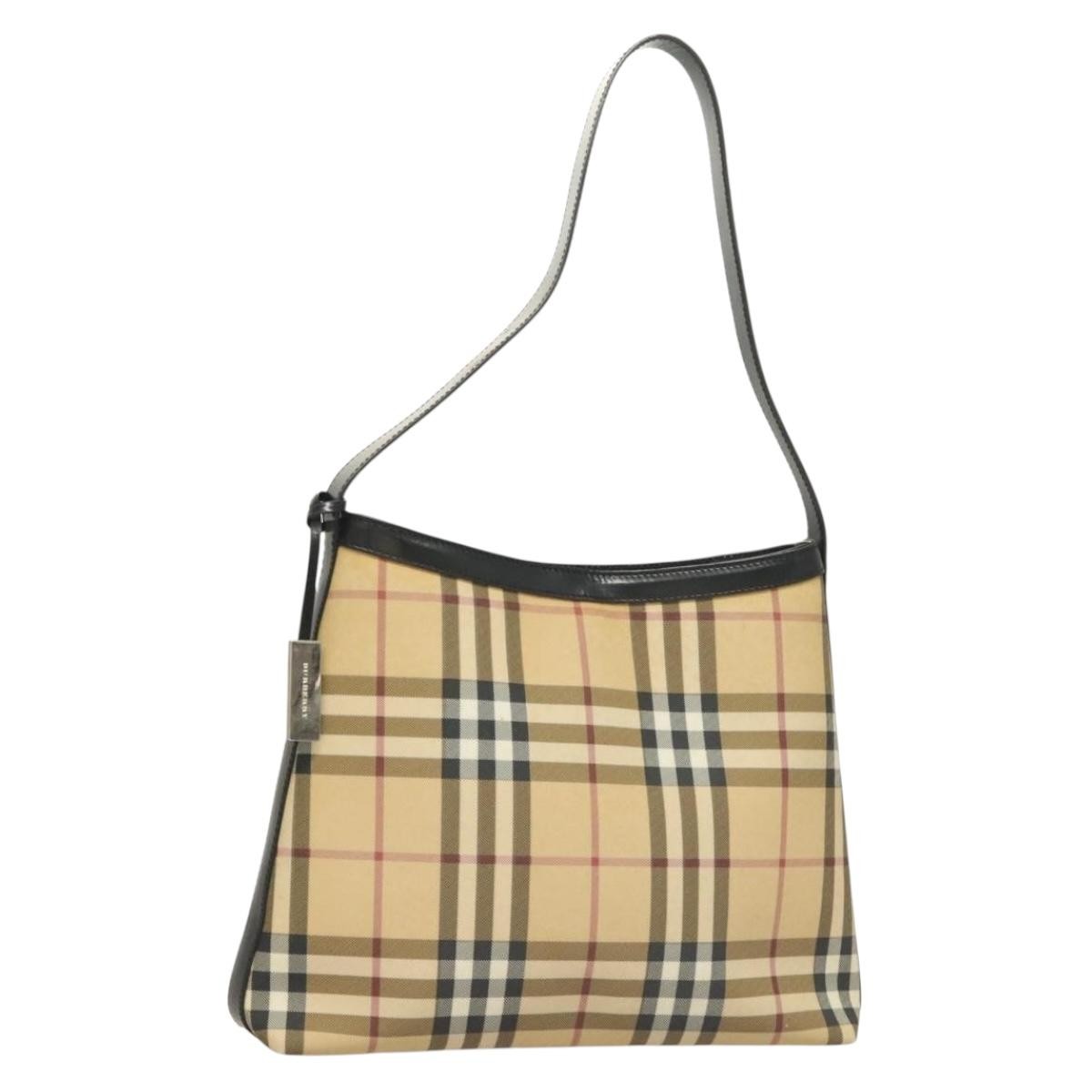 Burberry Shoulder Bag Nova Check Canvas Beige Pvc Bag (Pre-Loved)