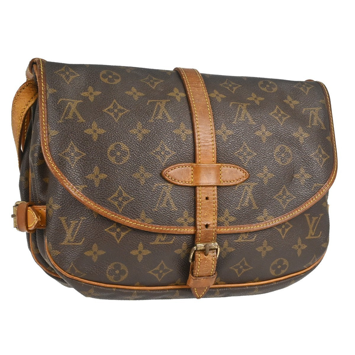 Louis Vuitton Saumur Handbag Monogram Canvas Brown Canvas Shoulder Bag Bag (Authentic Pre-Loved)