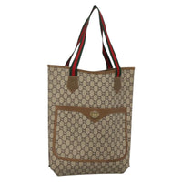Gucci Vintage Web Strap Tote Gg Coated Canvas Beige Canvas Tote Bag Bag (Authentic Pre-Loved)