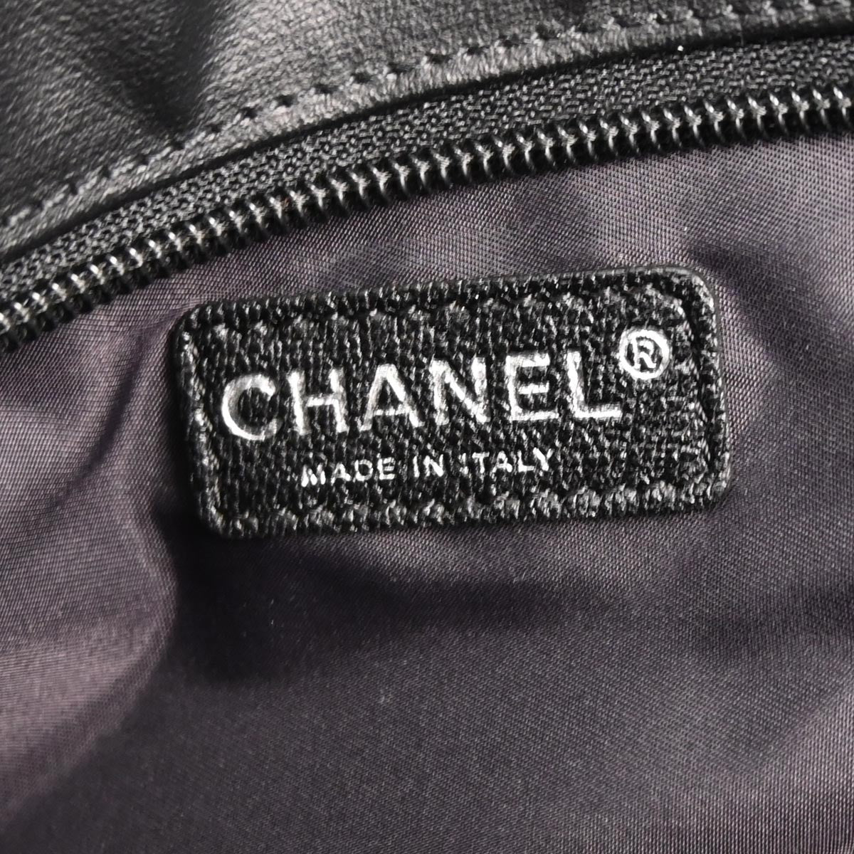 Chanel Biarritz Tote Quilted Coated Canvas Black Leather Tote Bag Bag (Authentic Pre-Loved)