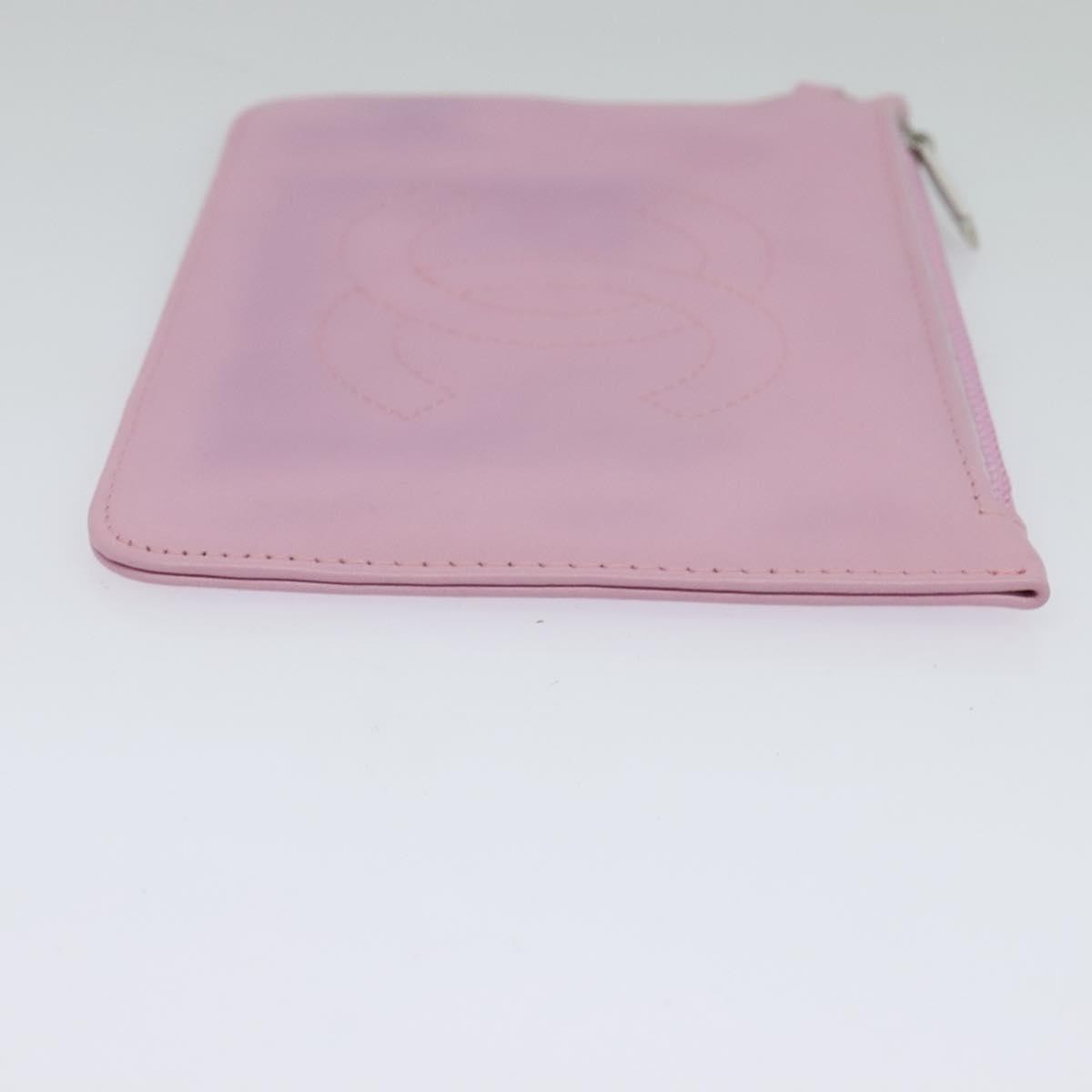 Chanel Cc Zip Clutch Leather Pink Leather Clutche & Pouche Bag (Authentic Pre-Loved)