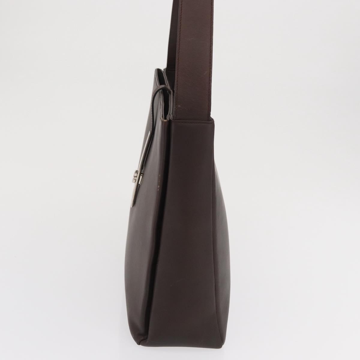 Salvatore Ferragamo Gancini Shoulder Bag Leather Brown Leather Shoulder Bag Bag (Pre-Loved)