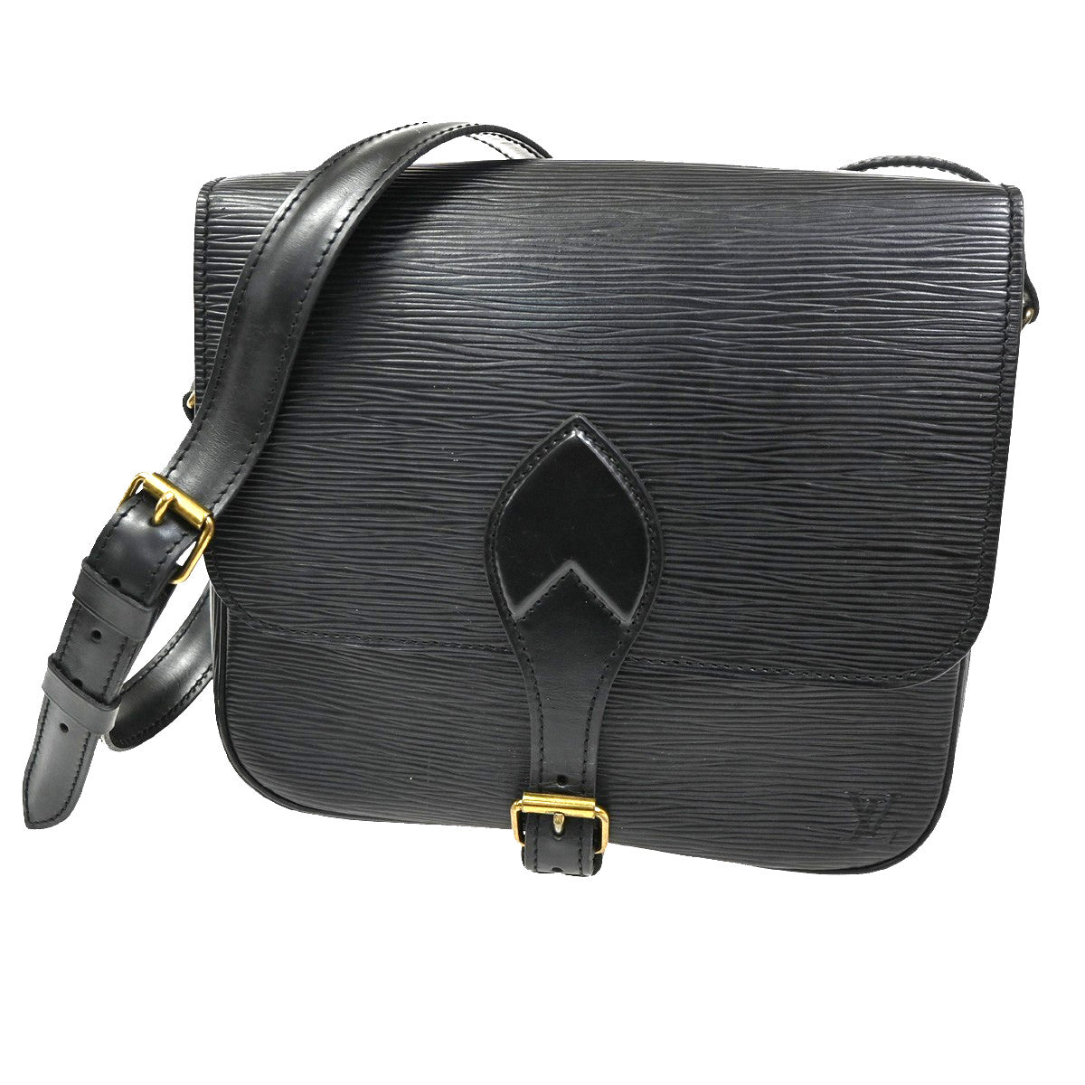 Louis Vuitton Cartouchiere Handbag Epi Leather Black Leather Shoulder Bag Bag (Authentic Pre-Loved)