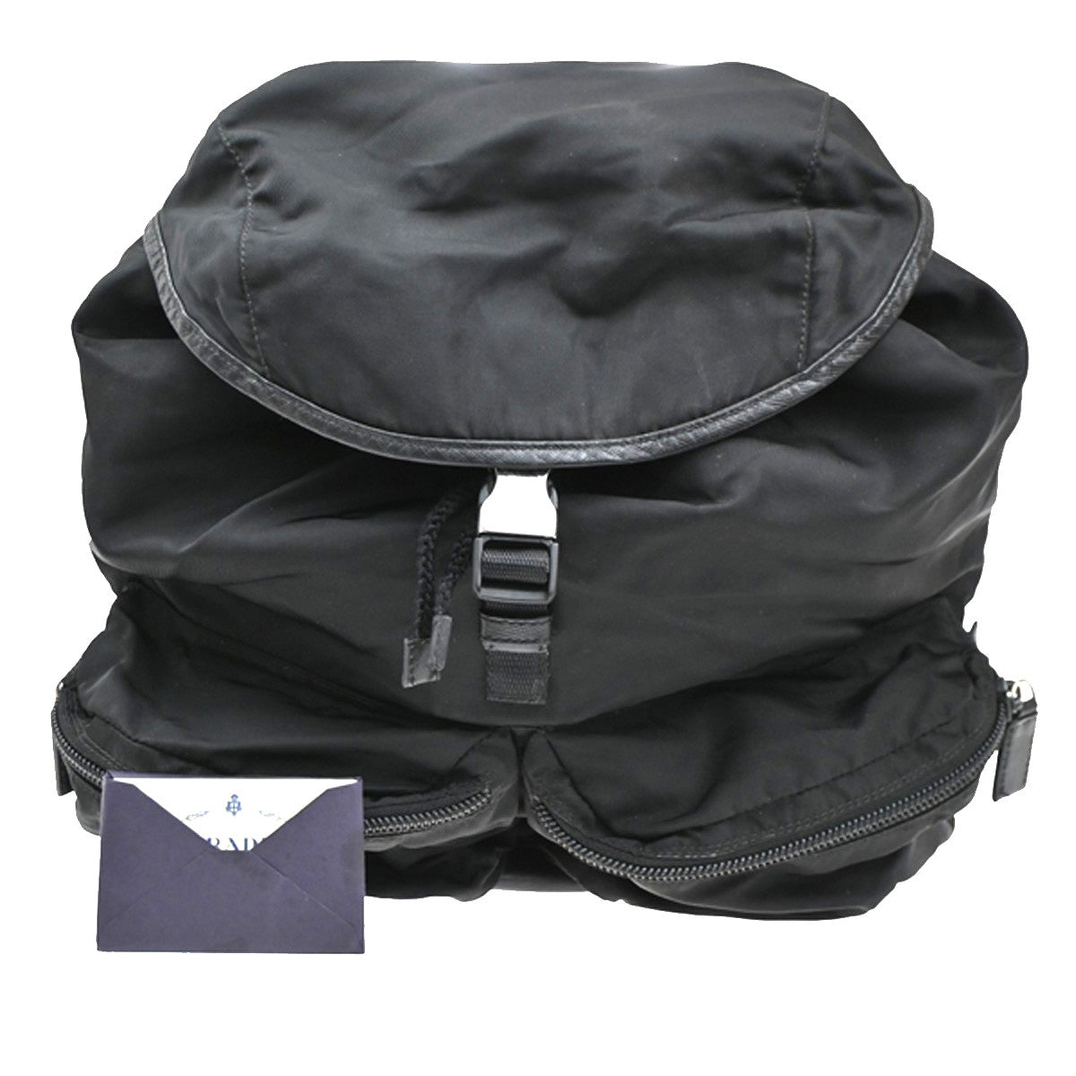 Prada Double Front Pocket Backpack Tessuto Black Nylon Backpack Bag (Authentic Pre-Loved)