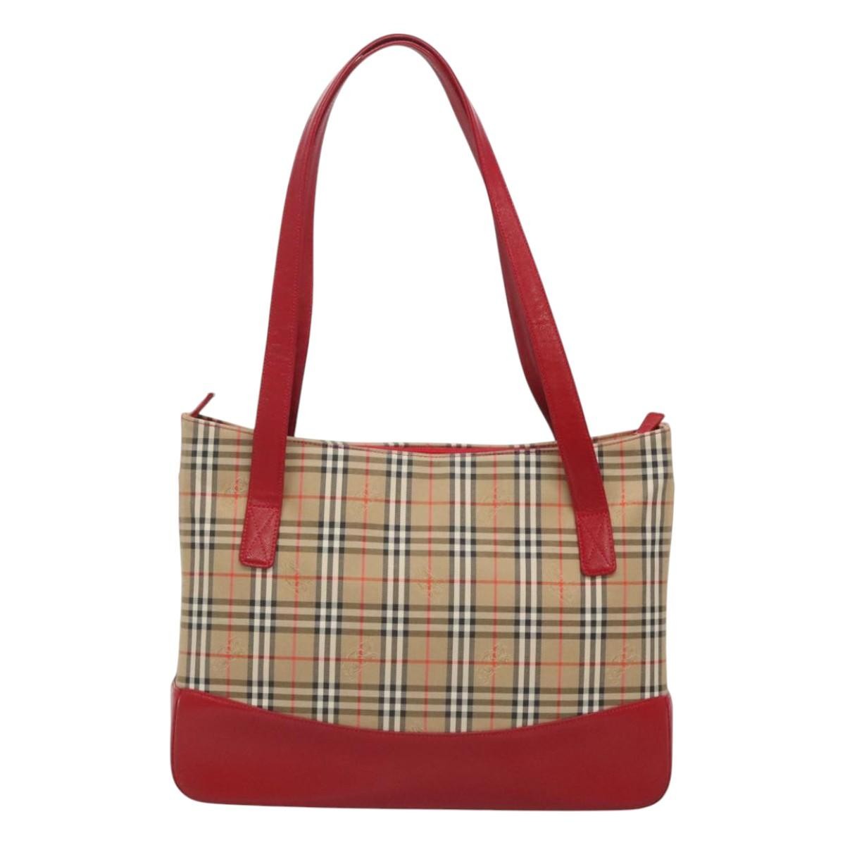 Burberry Nova Check Tote Canvas And Leather Beige Canvas Tote Bag Bag (Authentic Pre-Loved)