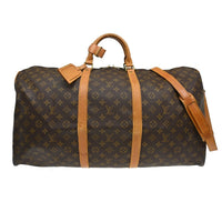 Louis Vuitton Keepall Bandouliere Bag Monogram Canvas Brown Canvas Travel Bag Bag (Pre-Loved)