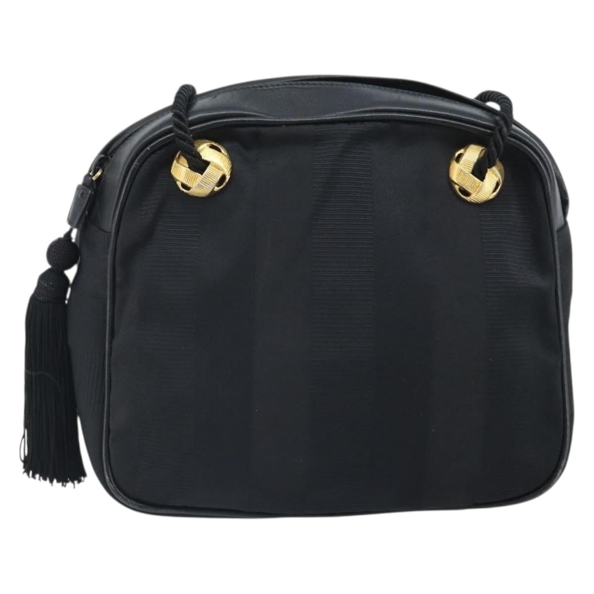 Salvatore Ferragamo Vintage Shoulder Bag Canvas Black Canvas Shoulder Bag Bag (Pre-Loved)
