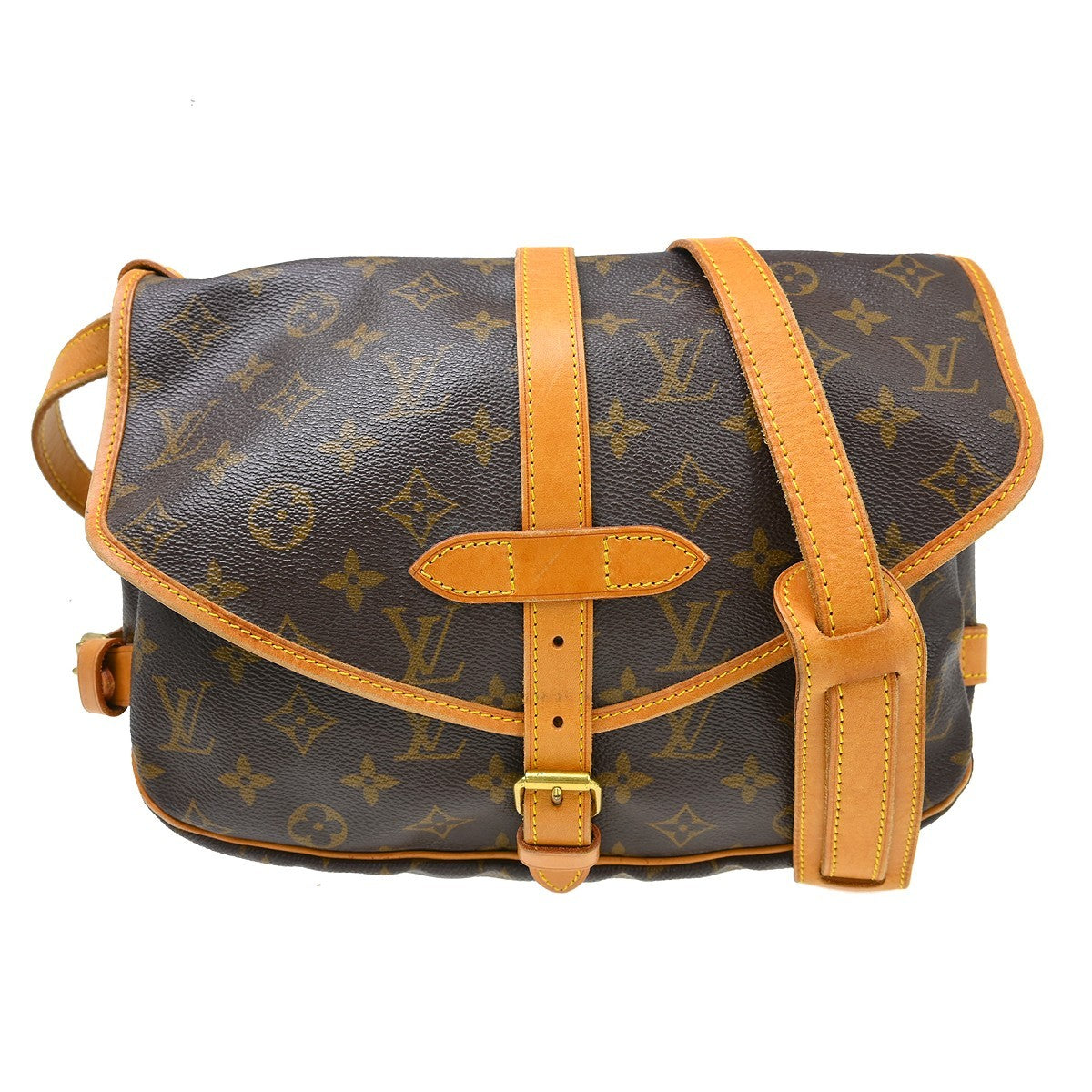 Louis Vuitton Saumur Handbag Monogram Canvas Brown Canvas Shoulder Bag Bag (Authentic Pre-Loved)