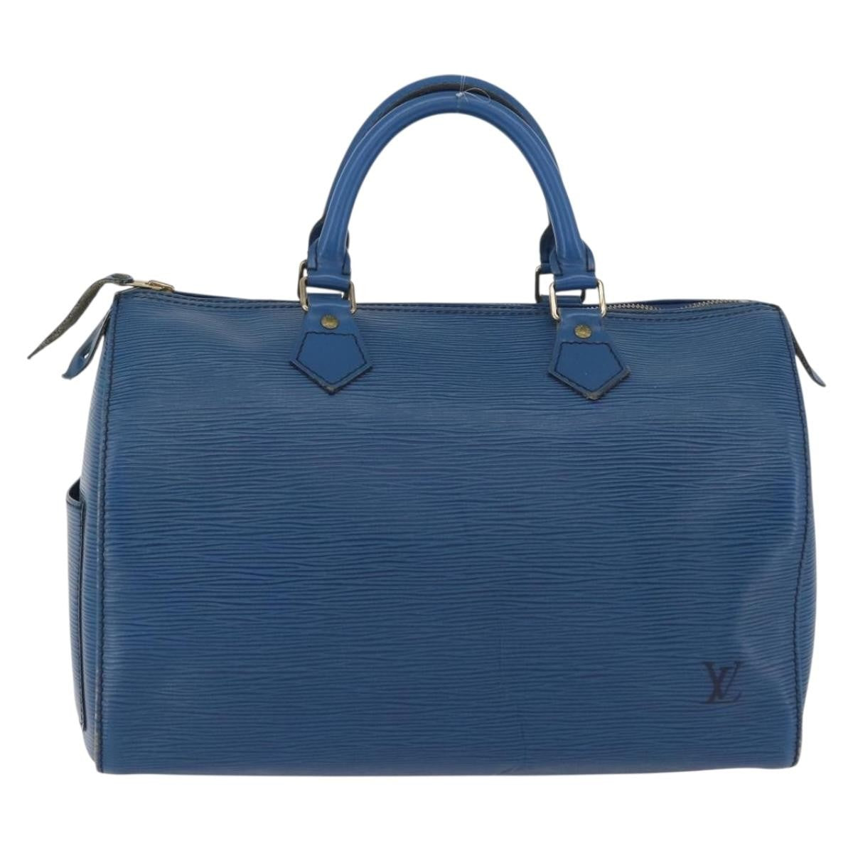 Louis Vuitton Speedy Handbag Epi Leather Blue Leather Handbag (Authentic Pre-Loved)