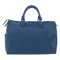 Louis Vuitton Speedy Handbag Epi Leather Blue Leather Handbag (Authentic Pre-Loved)