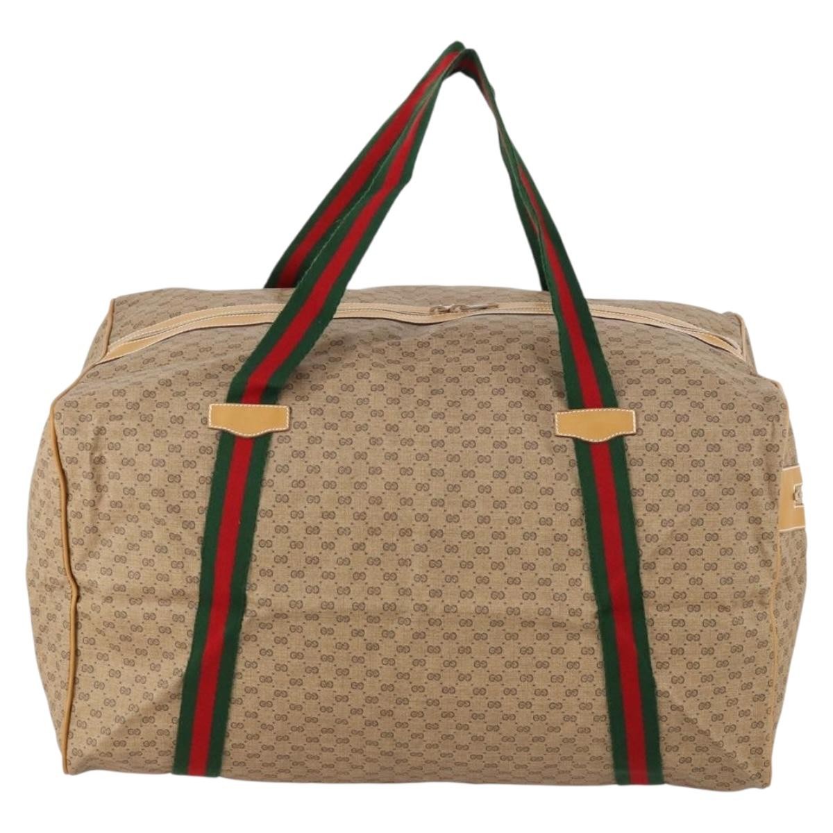 Gucci Web Trim Weekend Duffle Bag Gg Coated Canvas Beige Canvas Travel Bag Bag (Authentic Pre-Loved)