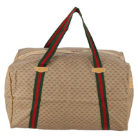 Gucci Web Trim Weekend Duffle Bag Gg Coated Canvas Beige Canvas Travel Bag Bag (Authentic Pre-Loved)