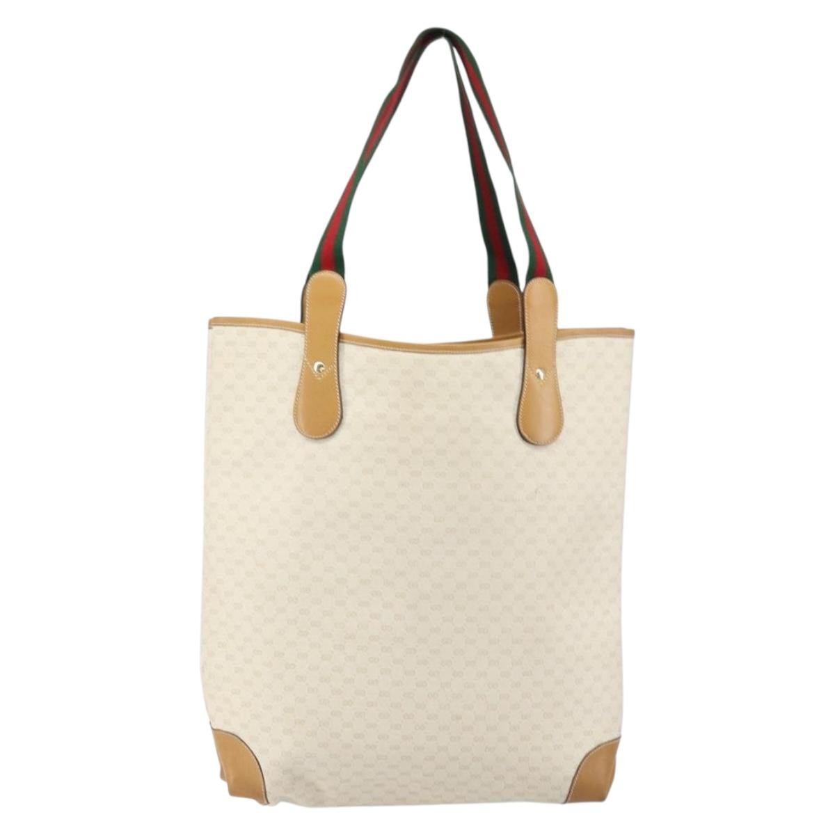 Gucci Vintage Tote Canvas White Pvc Tote Bag Bag (Pre-Loved)