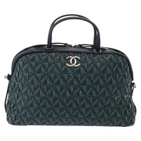Chanel Convertible Chain Bowler Bag Woven Calfskin Green Leather Handbag (Authentic Pre-Loved)