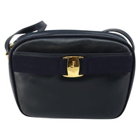 Salvatore Ferragamo Vala Shoulder Bag Leather Navy Leather Shoulder Bag Bag (Authentic Pre-Loved)