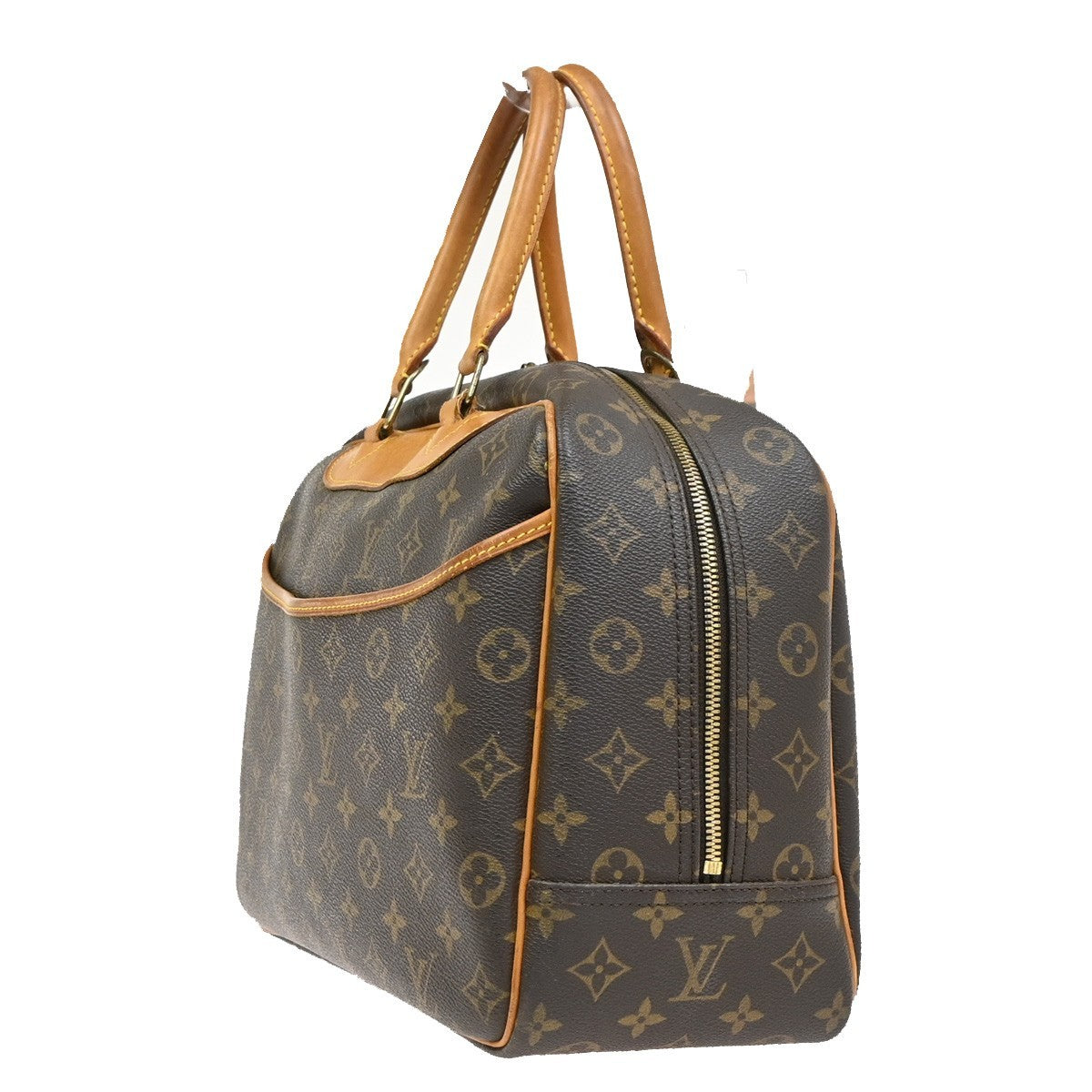 Louis Vuitton Louis Vuitton Deauville Handbag Monogram Canvas Brown Leather Handbag (Authentic Pre-Loved)