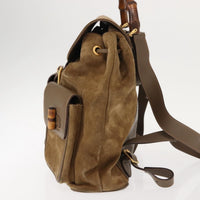 Gucci Vintage Bamboo Backpack Suede Brown Suede Backpack Bag (Authentic Pre-Loved)