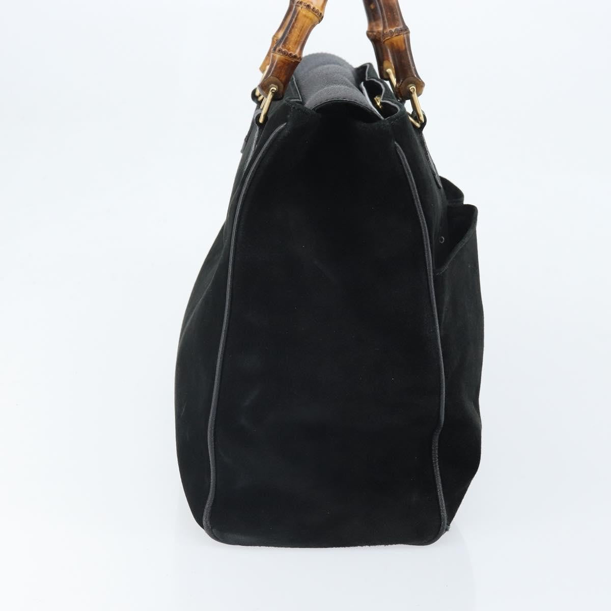 Gucci Bamboo Tote Bag Suede Black Suede Tote Bag Bag (Pre-Loved)