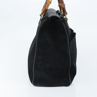 Gucci Bamboo Tote Bag Suede Black Suede Tote Bag Bag (Pre-Loved)