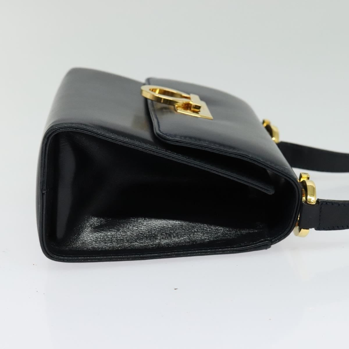Salvatore Ferragamo Gancini Flap Shoulder Bag Leather Black Leather Shoulder Bag Bag (Authentic Pre-Loved)