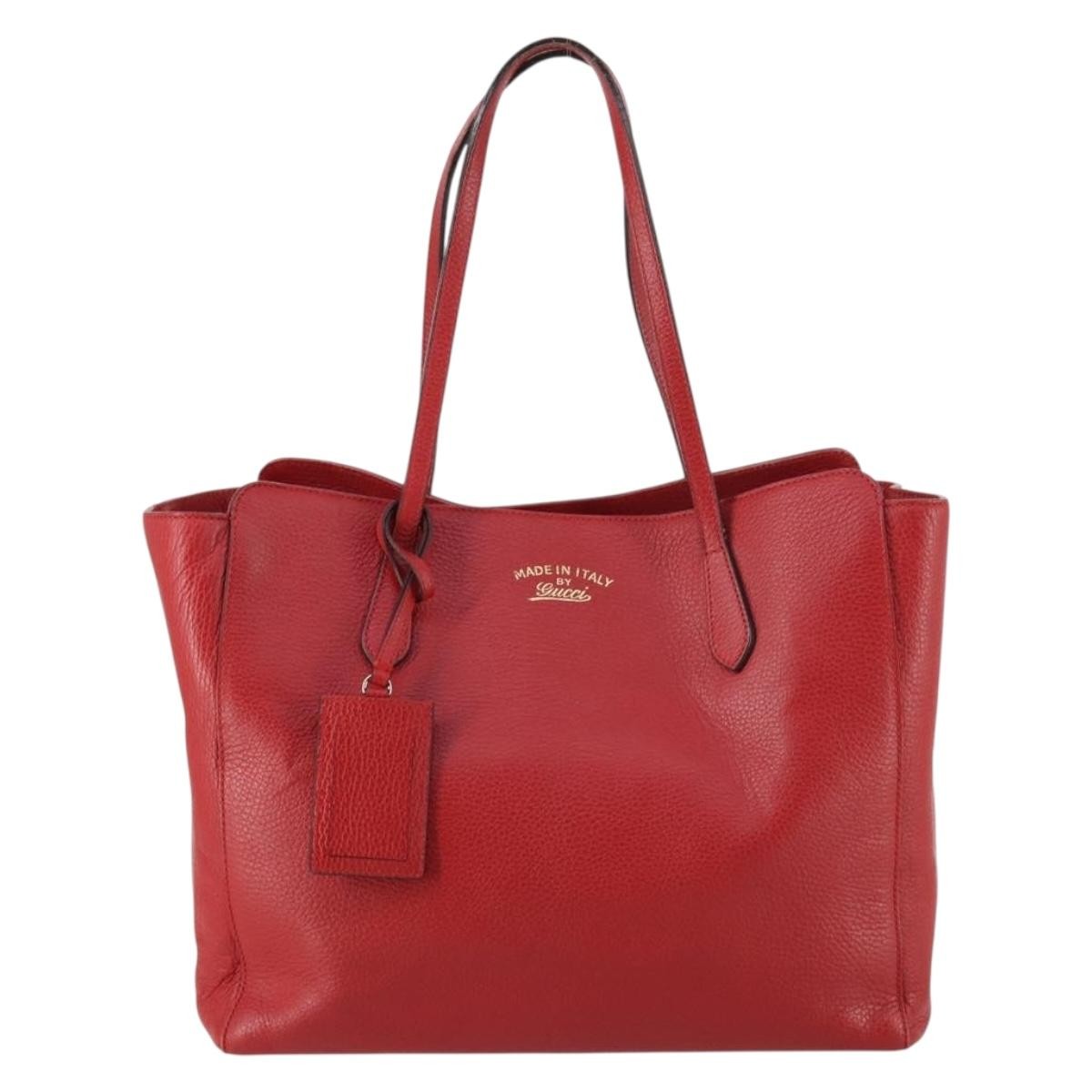 Gucci Swing Tote Leather Red Leather Bag (Pre-Loved)