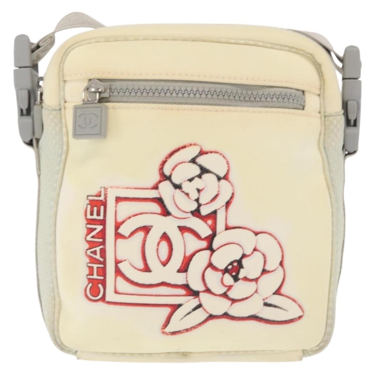 Chanel Sport Line Camera Crossbody Bag Nylon White Nylon Shoulder Bag Bag (Authentic Pre-Loved)