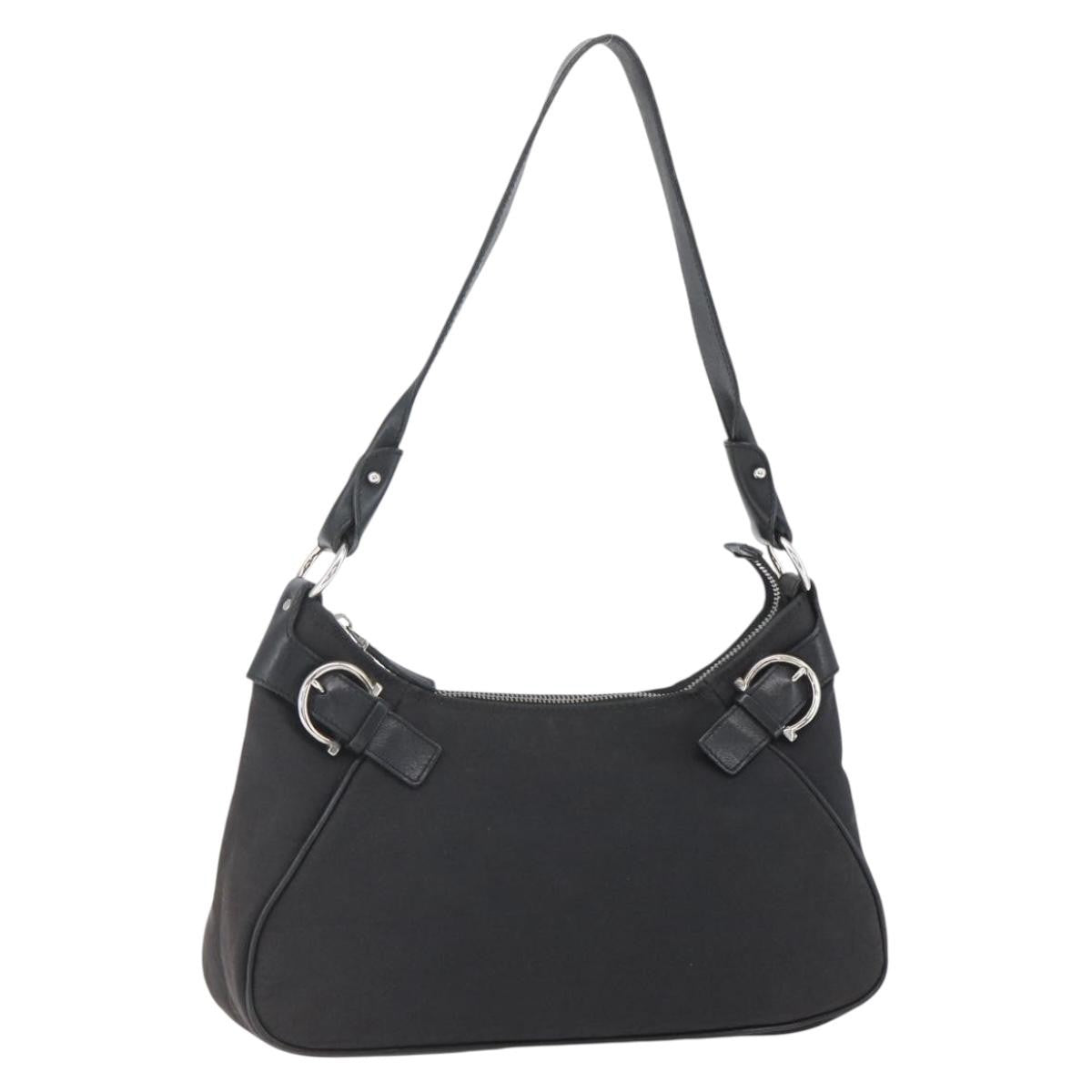 Salvatore Ferragamo Gancini Shoulder Bag Canvas Black Canvas Shoulder Bag Bag (Pre-Loved)