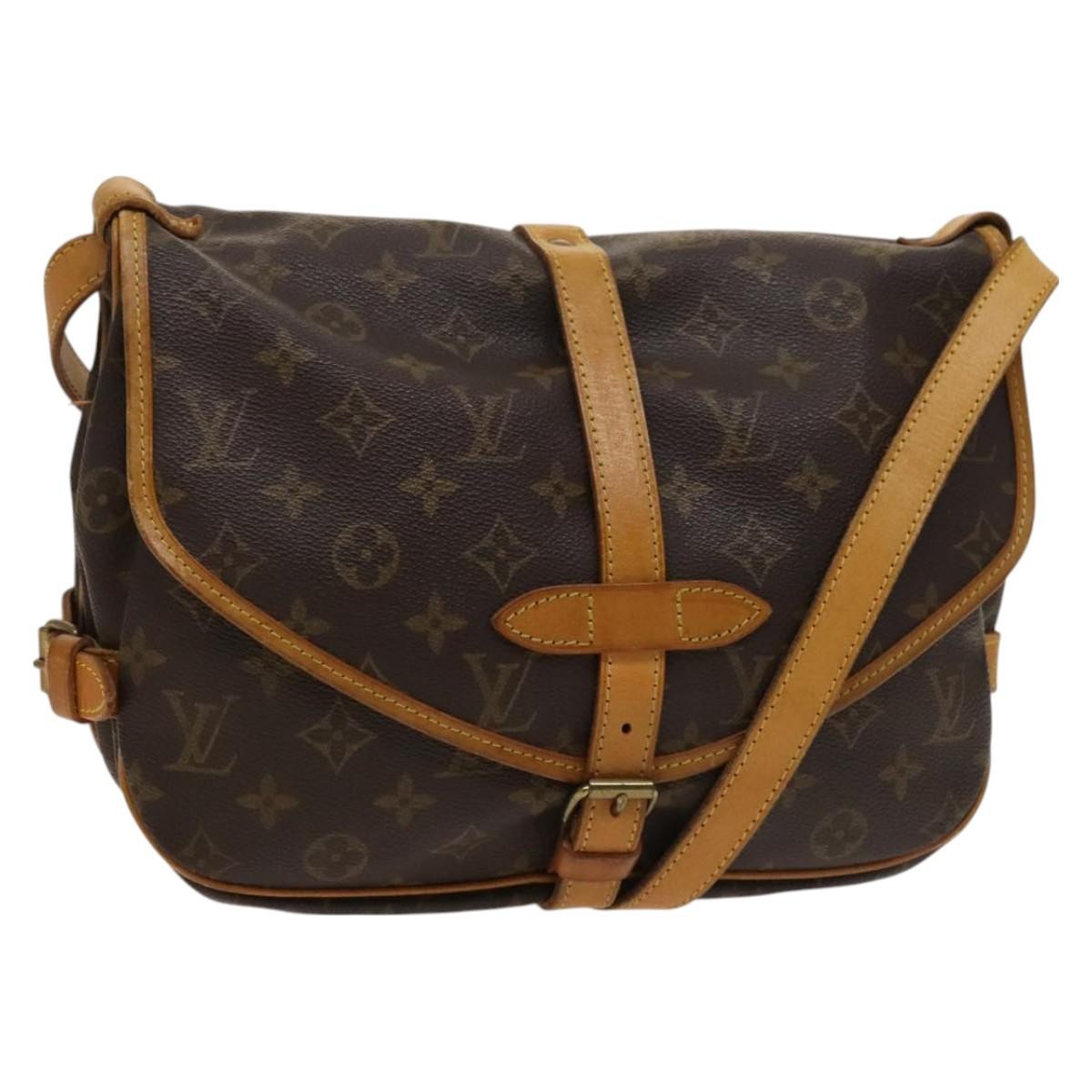 Louis Vuitton Saumur Handbag Monogram Canvas Brown Canvas Shoulder Bag Bag (Pre-Loved)