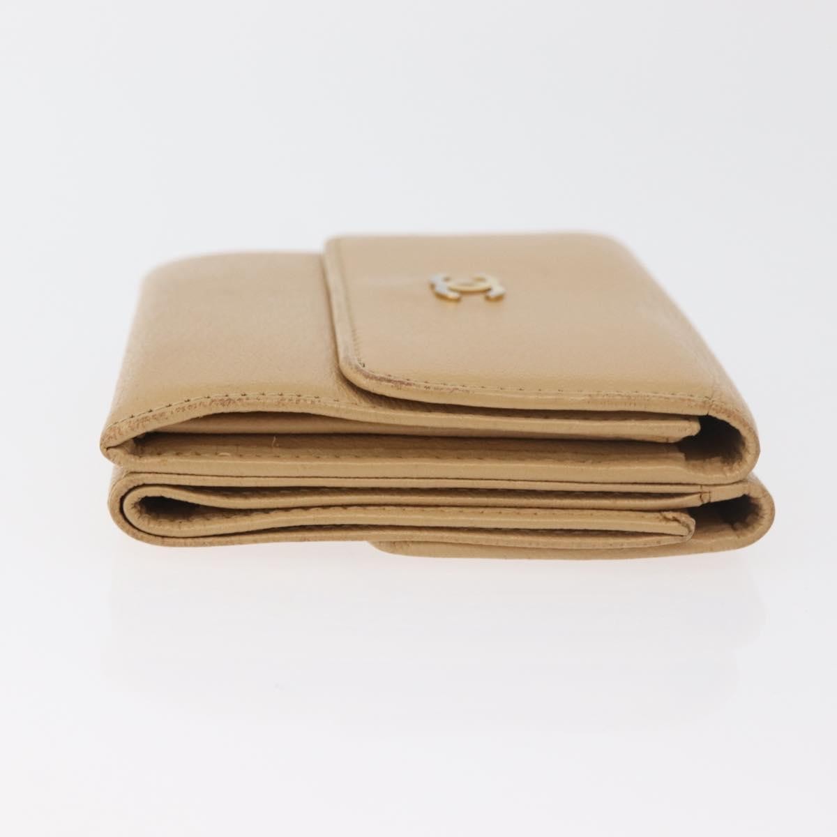 Chanel Cc Trifold Wallet Leather Beige Leather Wallets Accessory (Pre-Loved)