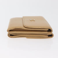 Chanel Cc Trifold Wallet Leather Beige Leather Wallets Accessory (Pre-Loved)