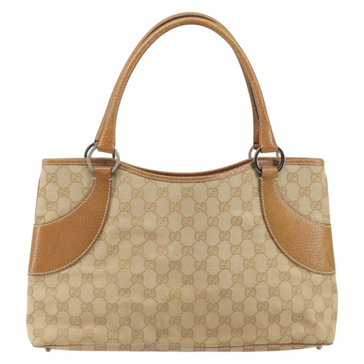 Gucci Vintage Ring Tote Gg Canvas With Leather Beige Canvas Tote Bag Bag (Pre-Loved)