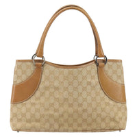 Gucci Vintage Ring Tote Gg Canvas With Leather Beige Canvas Tote Bag Bag (Pre-Loved)